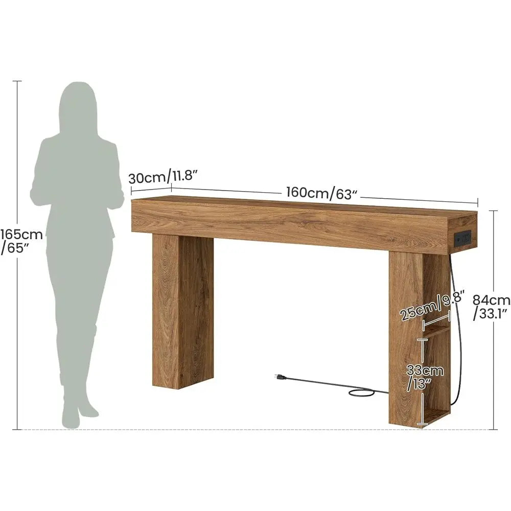 63 Inch Farmhouse Style Narrow Entryway Table