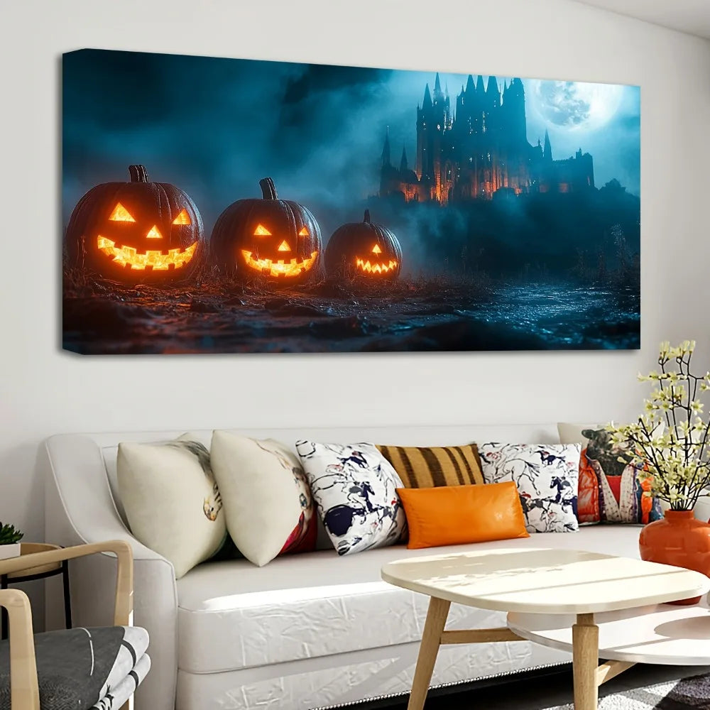 Haunting Castle and Cemetery Halloween Wall Art
