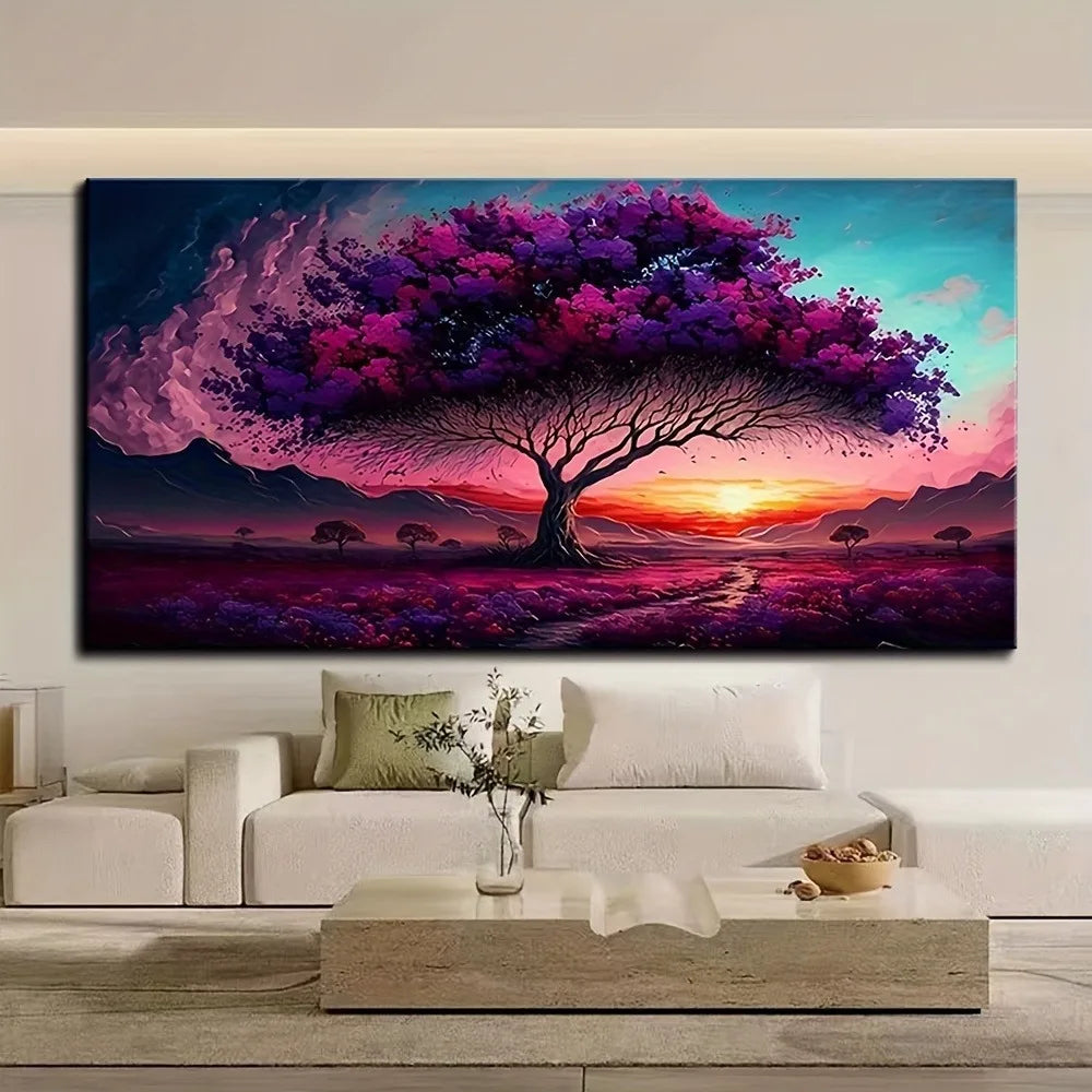 Art Deco Purple & Pink Hauntingly Beautiful Landscape Wall Art