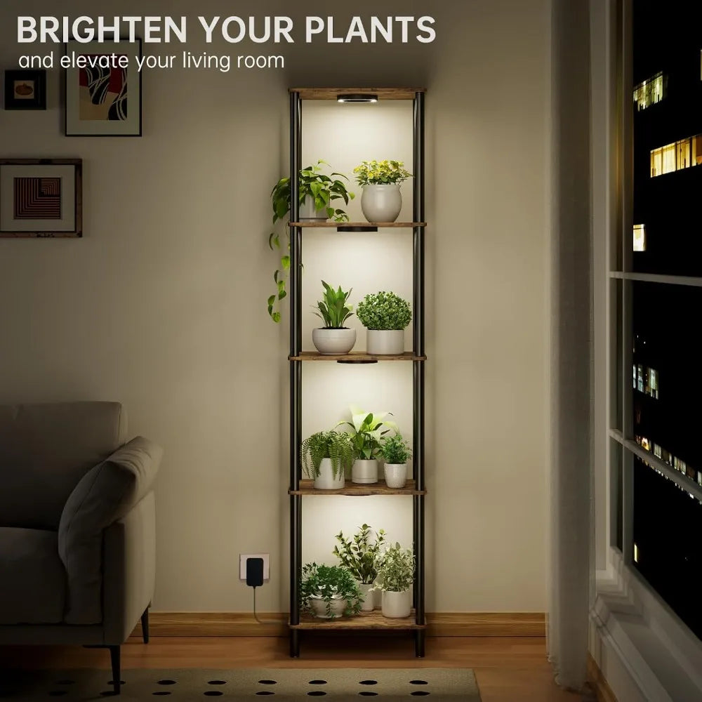 66 Inch 5-Tiered Plant Stand with Grow Lights