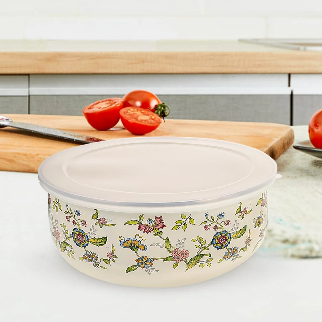 5-Piece Vintage Style Enamel Mixing Bowls with Lids