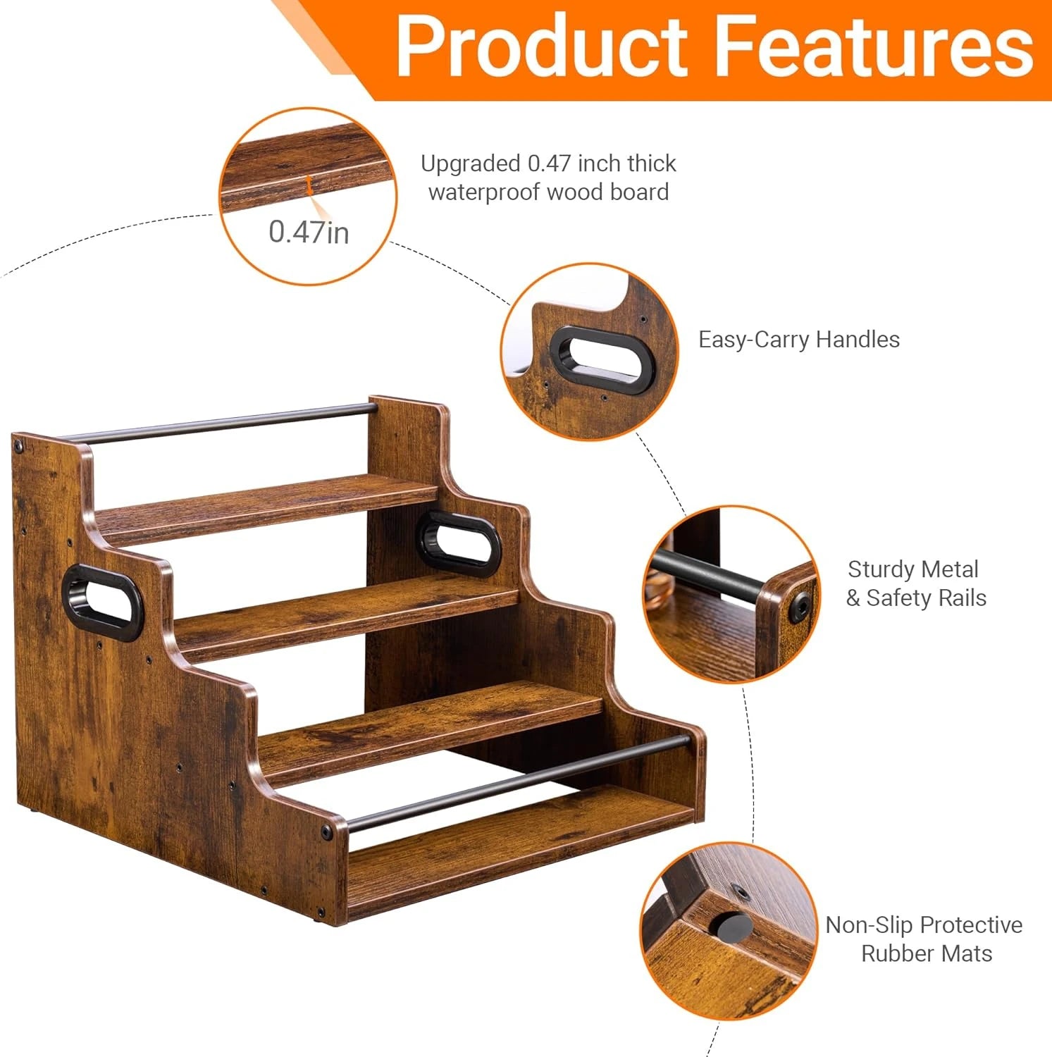 Liquor Bottle Display Shelf, Coffee Syrup Rack Organizer, 3 Step Countertop Liquor Wine Rack, mini bar,liquor cabinet, Home Retro Bar Shelf Stand for Liquor Whiskey, Spirits