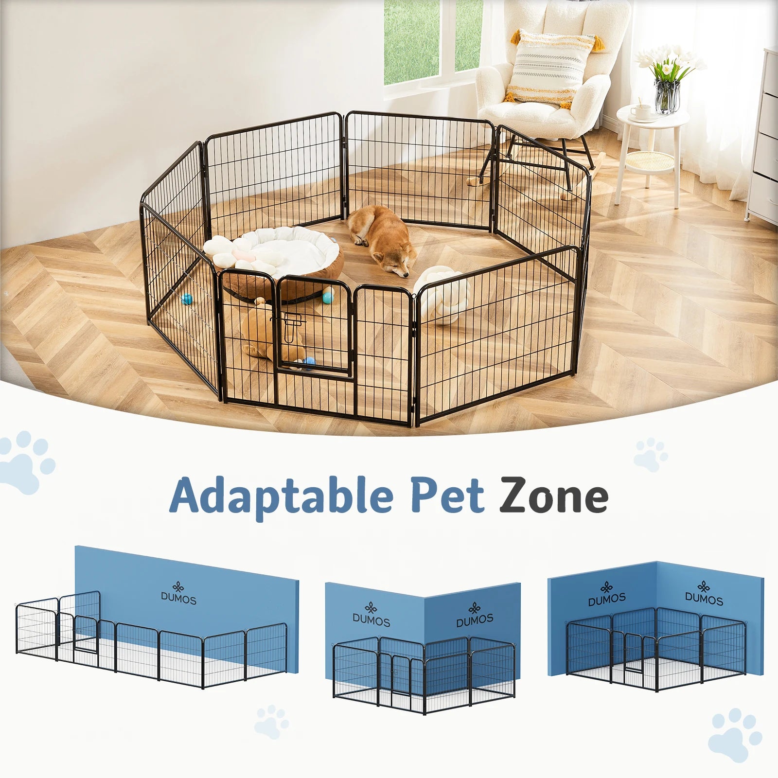 JHK 8 Panel Foldable Metal Dog Playpen