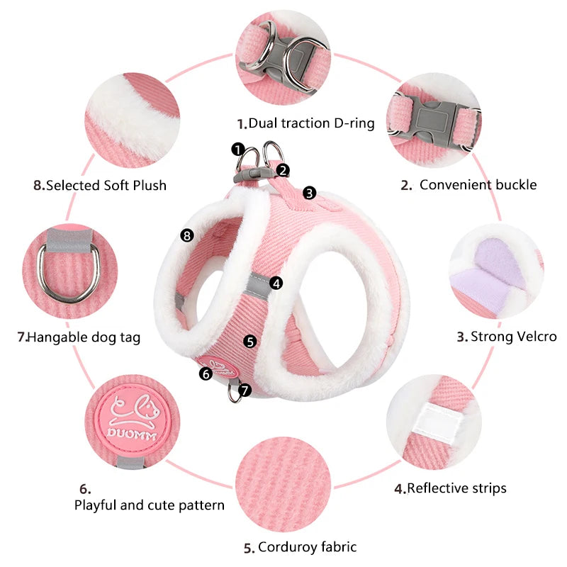 Warm Fur Pet Harness with Leash