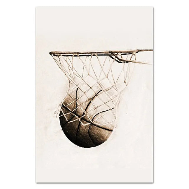 Vintage Inspired Nordic Canvas Wall Art Highlighting Baseball, Football, Soccer, Basketball