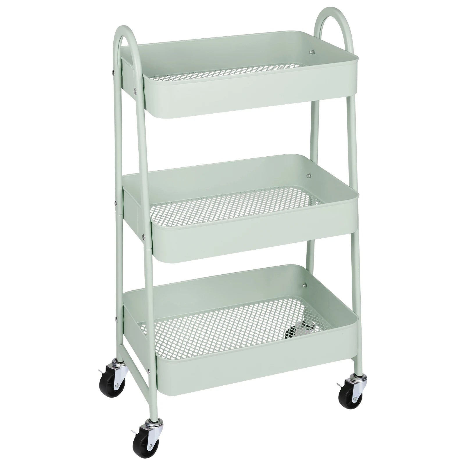 JHK 3-Tier Metal Kitchen Cart with Lockable Wheels