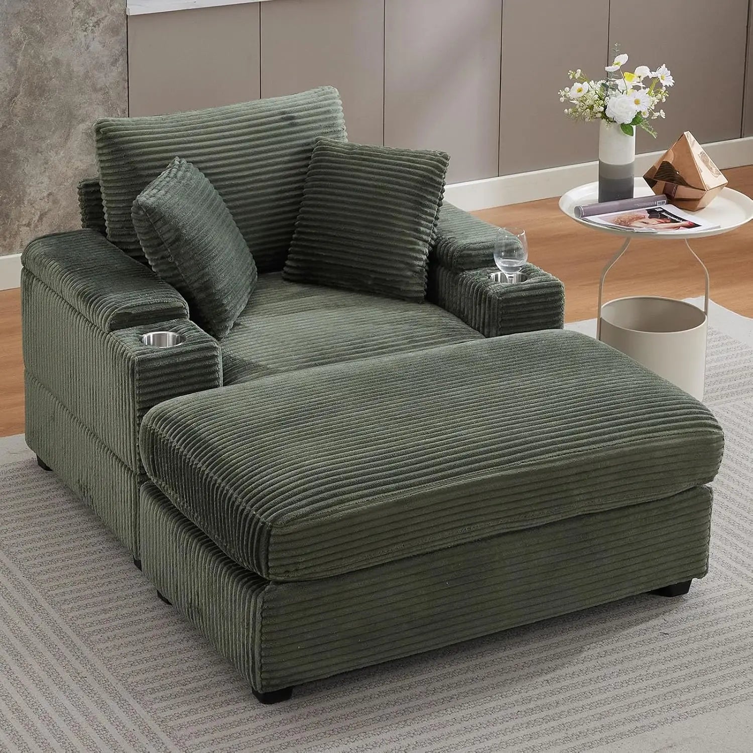 42.12" Oversized Indoor Chaise Lounge Chair with Ottoman