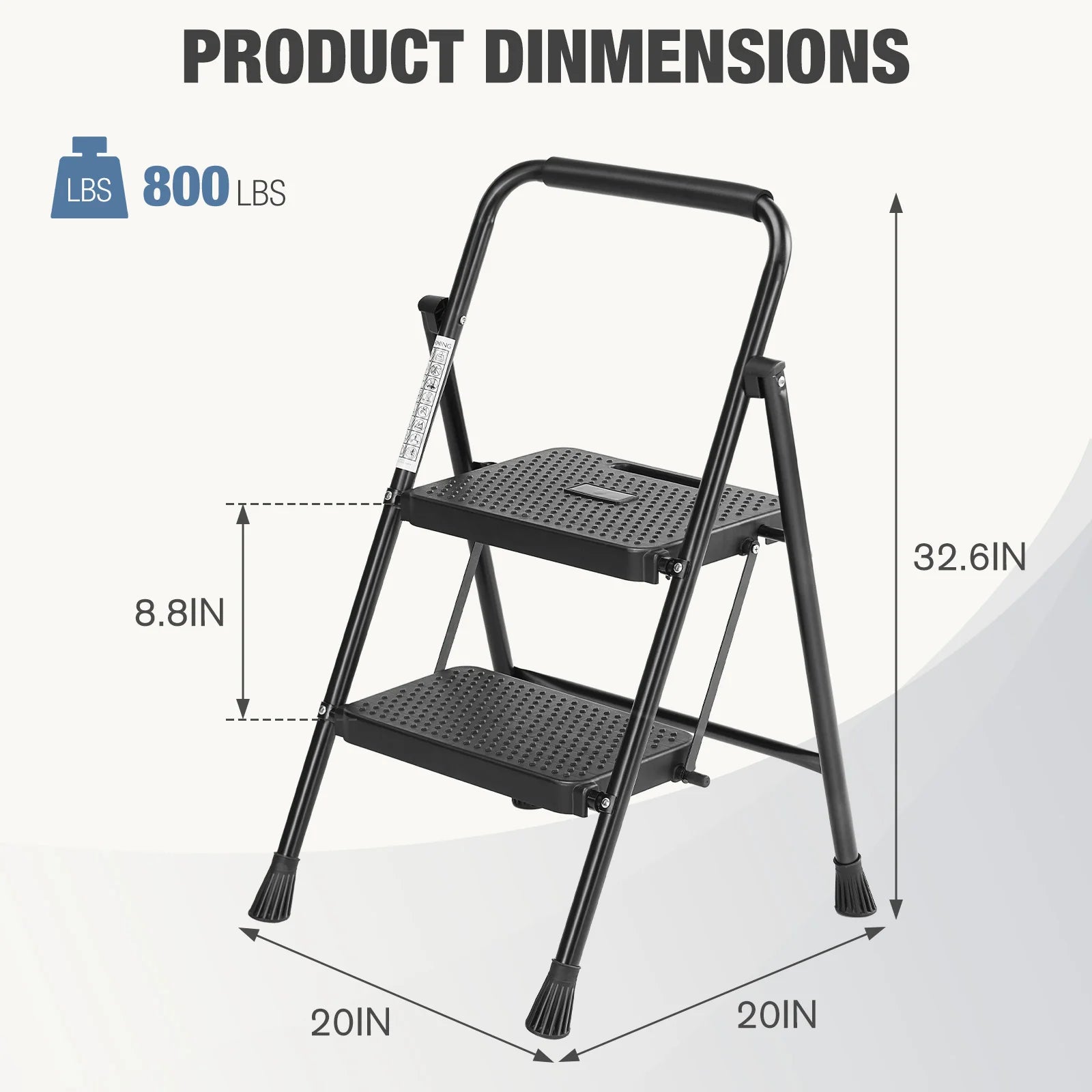 JHK Folding 800 Pound Capacity 2 or 3 Step Ladder Stool with Anti-Slip Pedal
