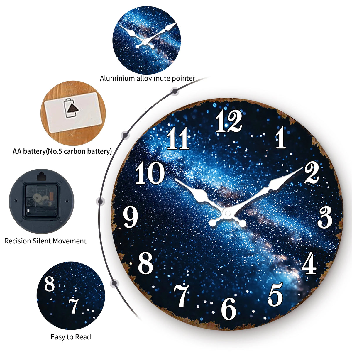 Starry Galaxy Cosmic Nebula Round Wall Clock