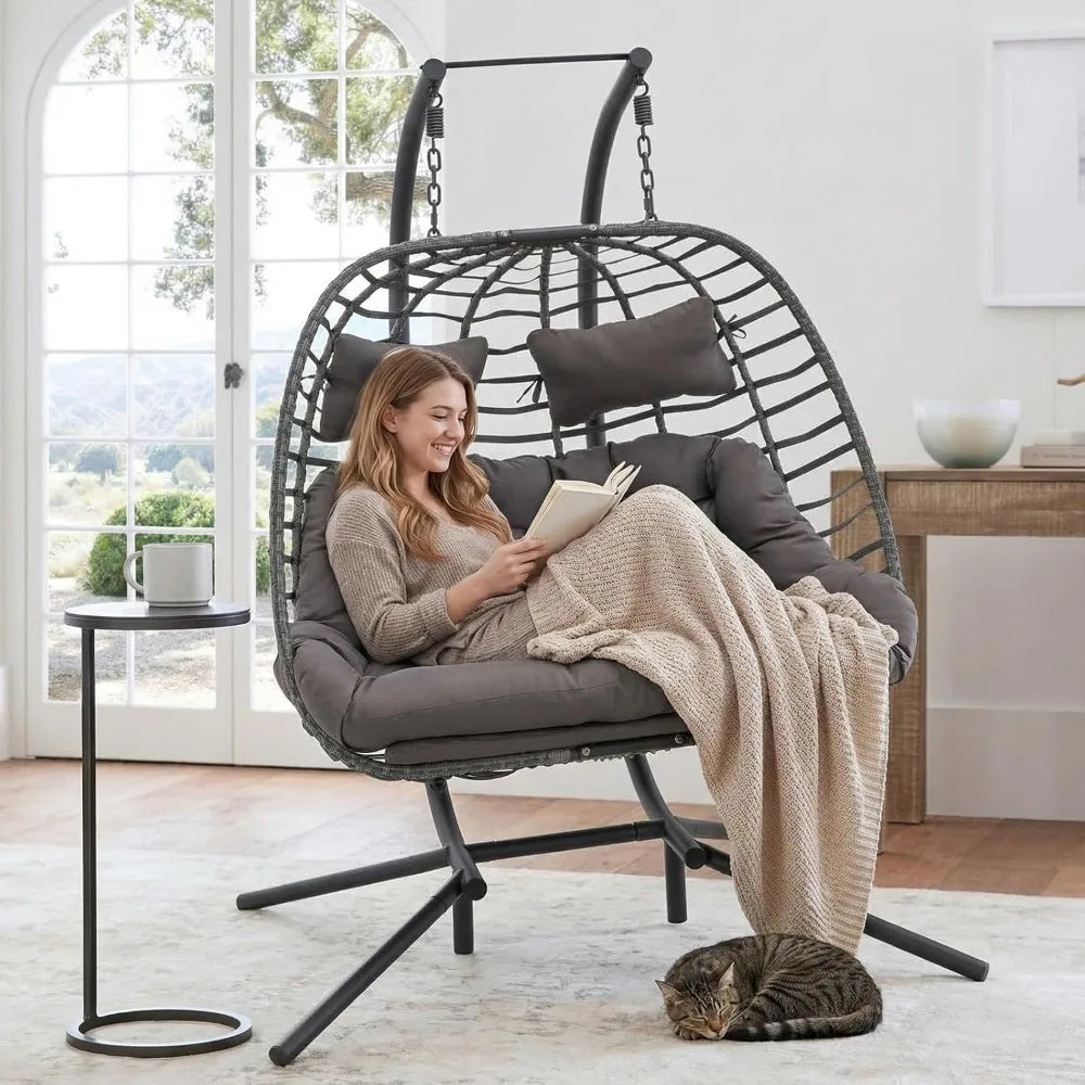 Outdoor Double Egg Swing Chair with Stand