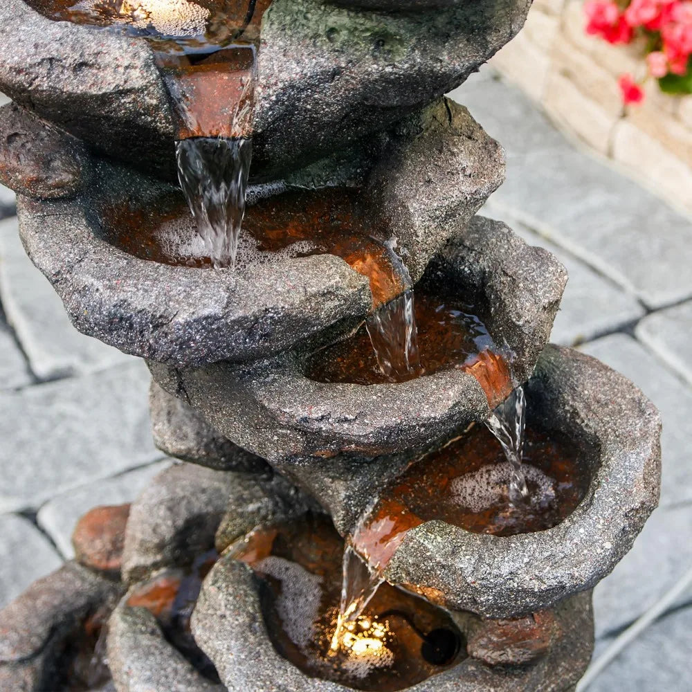 10-Tier Cascading Outdoor Rock Waterfall