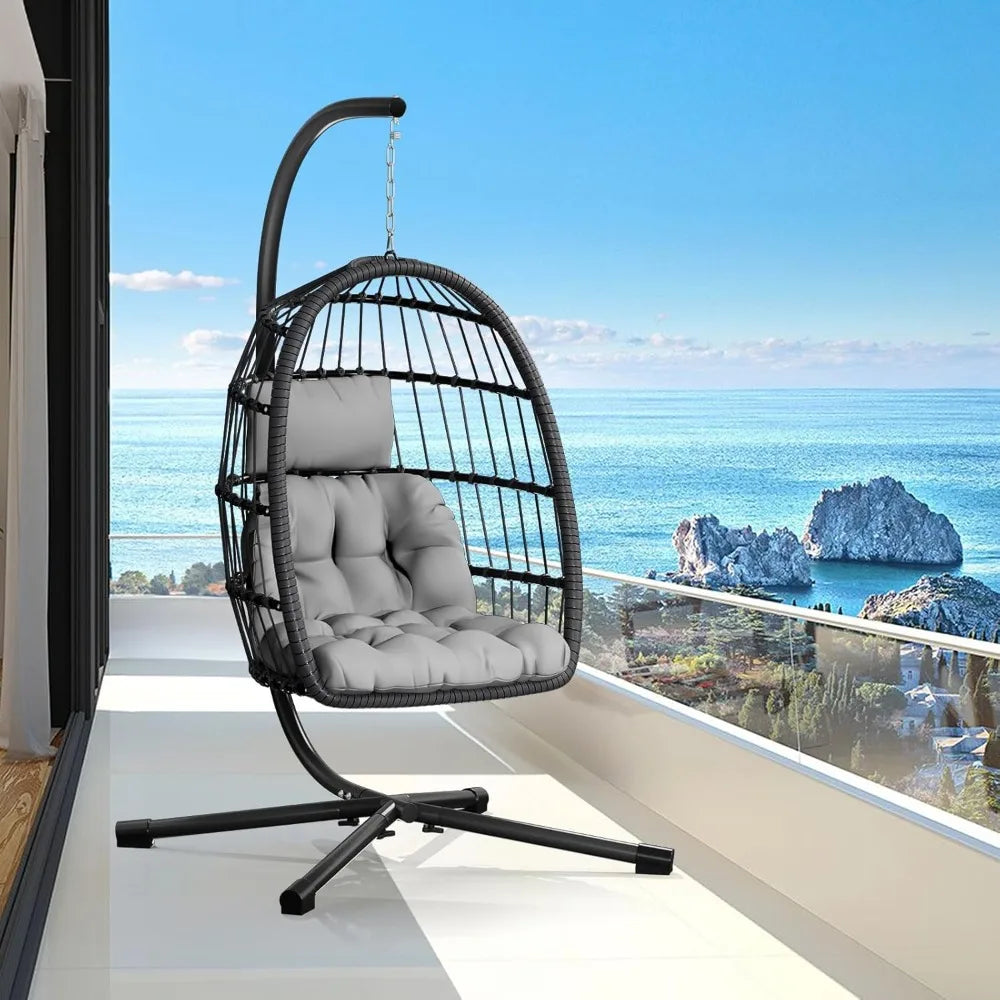 Hanging Rattan Egg Chair with Stand