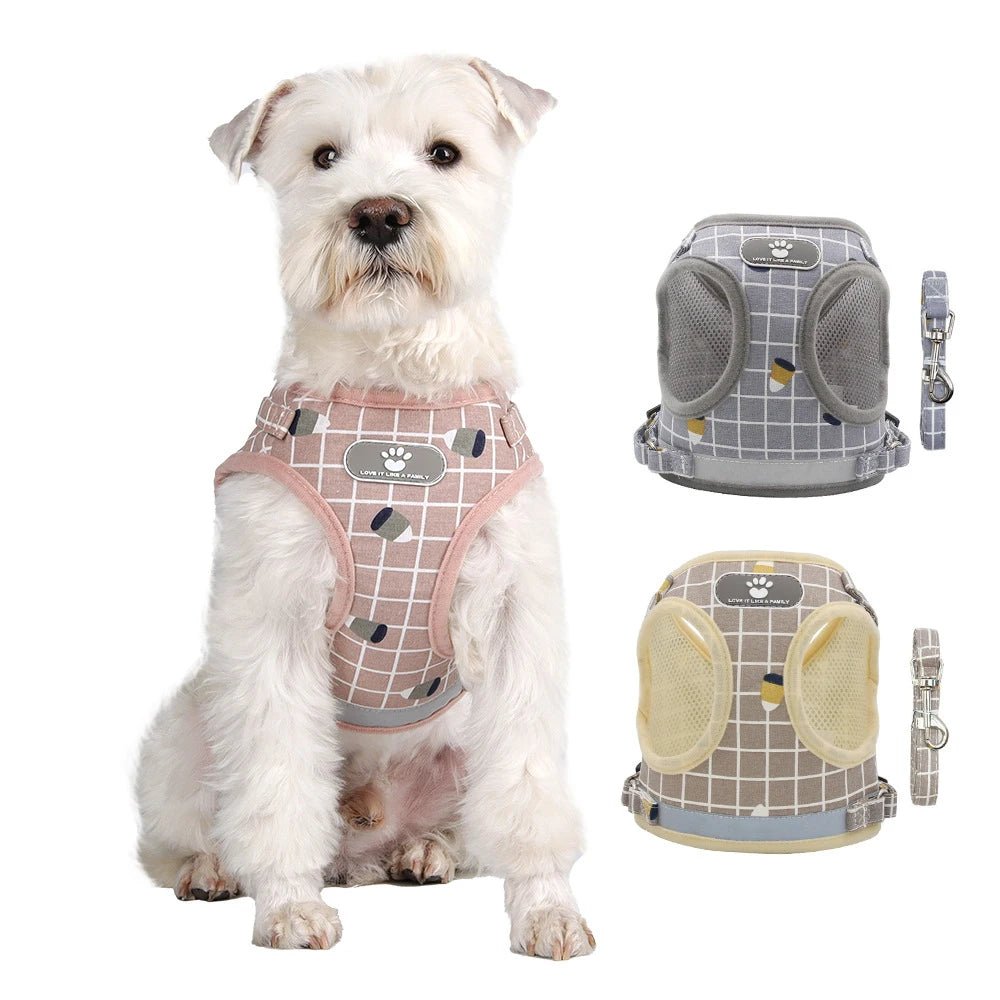 Reflective Breathable Dog or Cat Harness with Leash