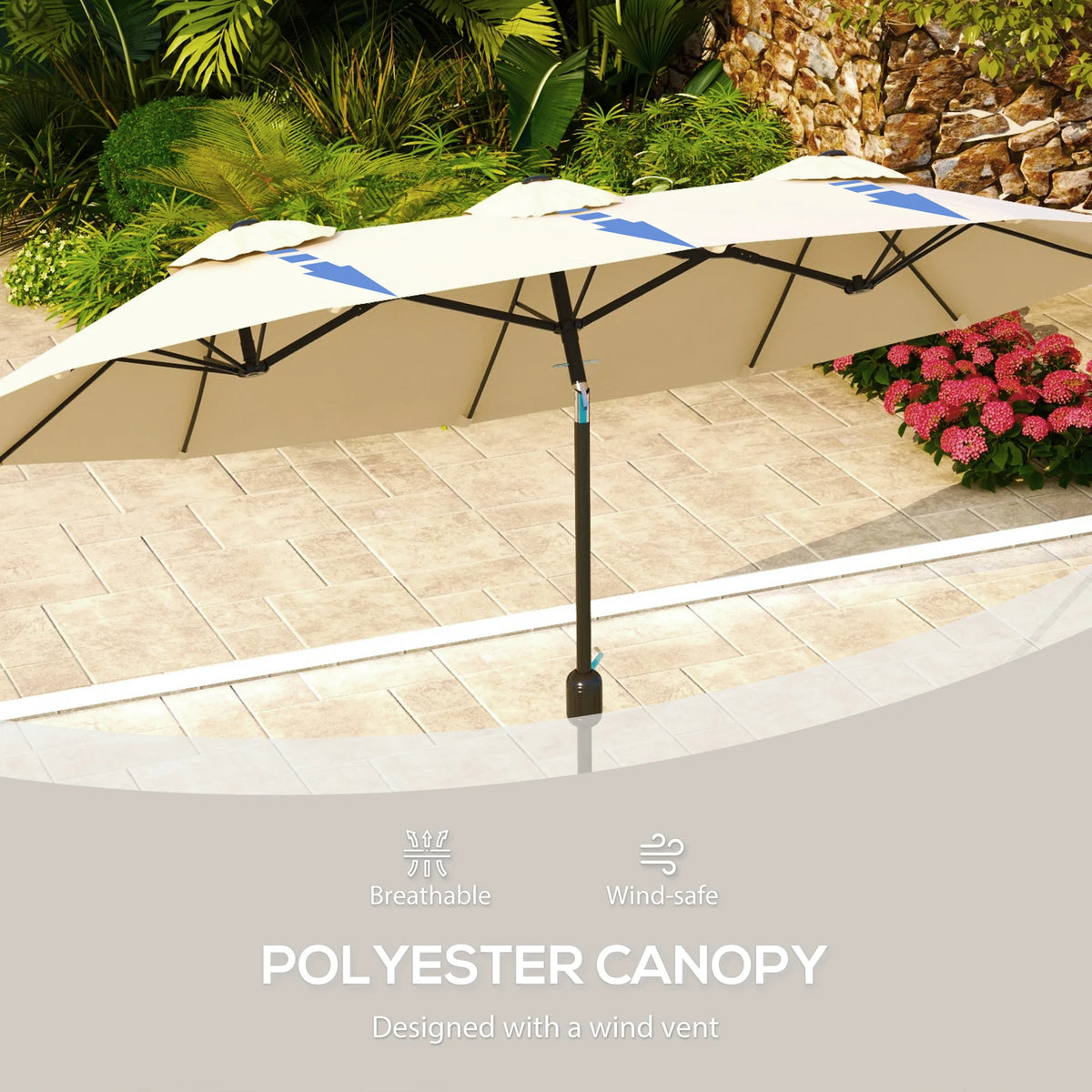 9.7 Foot Double-Sided Patio Umbrella with 3 Air Vents