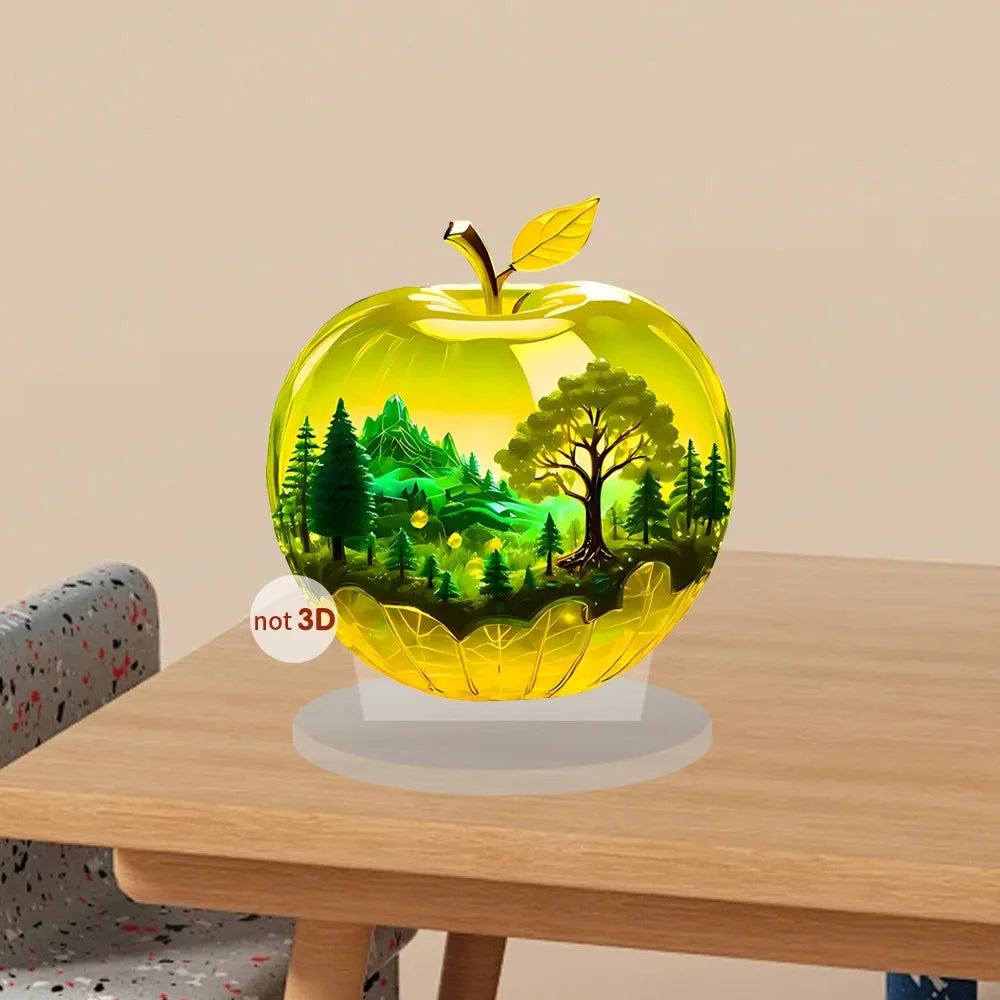 2D Clear Crystal Apple Collectible Figurine
