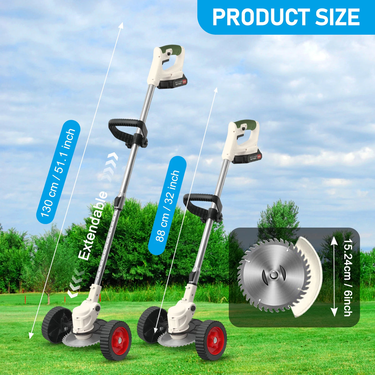21V Cordless 3-in-1 Lightweight Electric Grass Trimmer