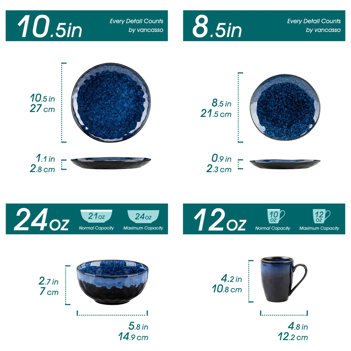 Vancasso 16/32/48-Piece Starry Blue Tableware Set
