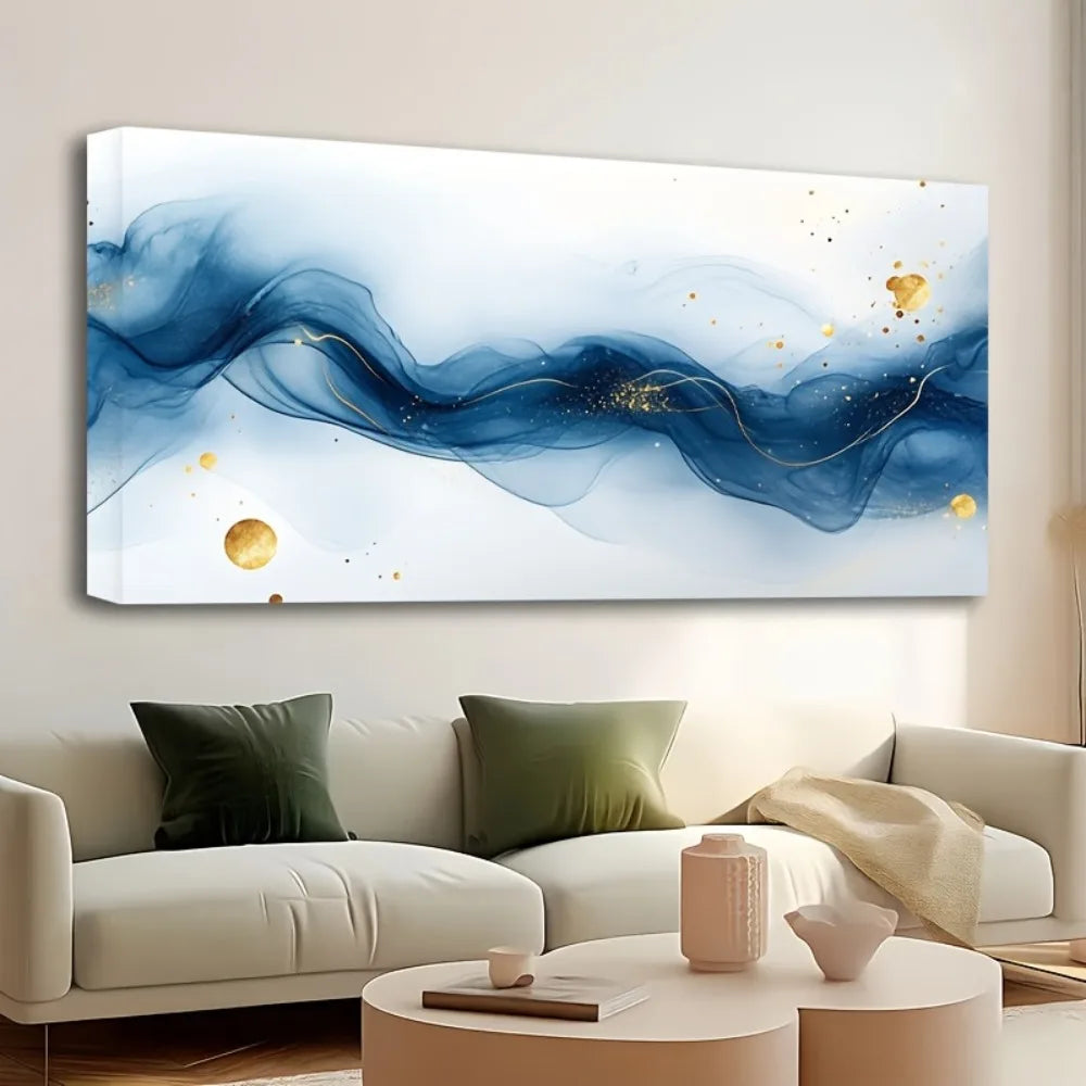 Abstract Gold and Blue Gradient Interior Wall Art Decoration