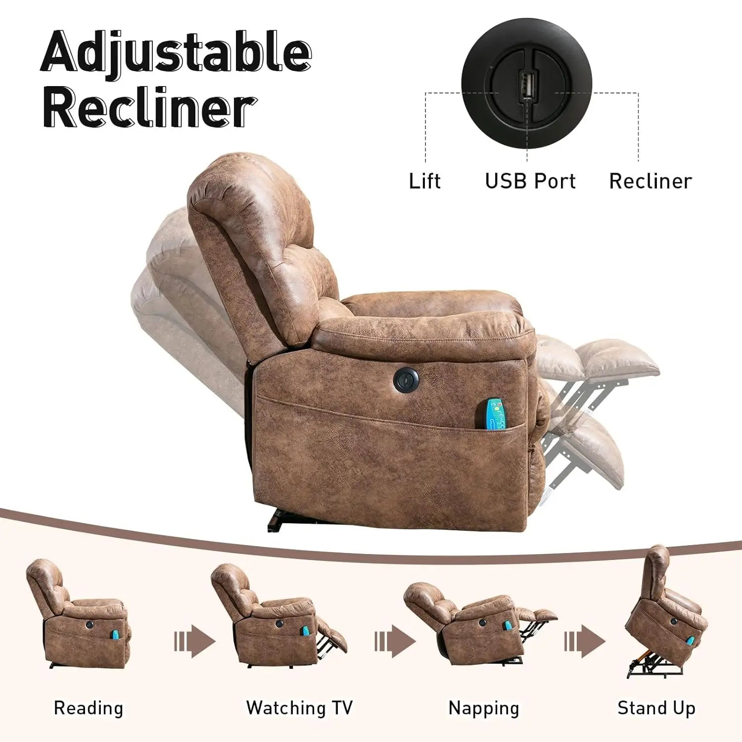 Power Lift Electric Recliner with Massage and Heating
