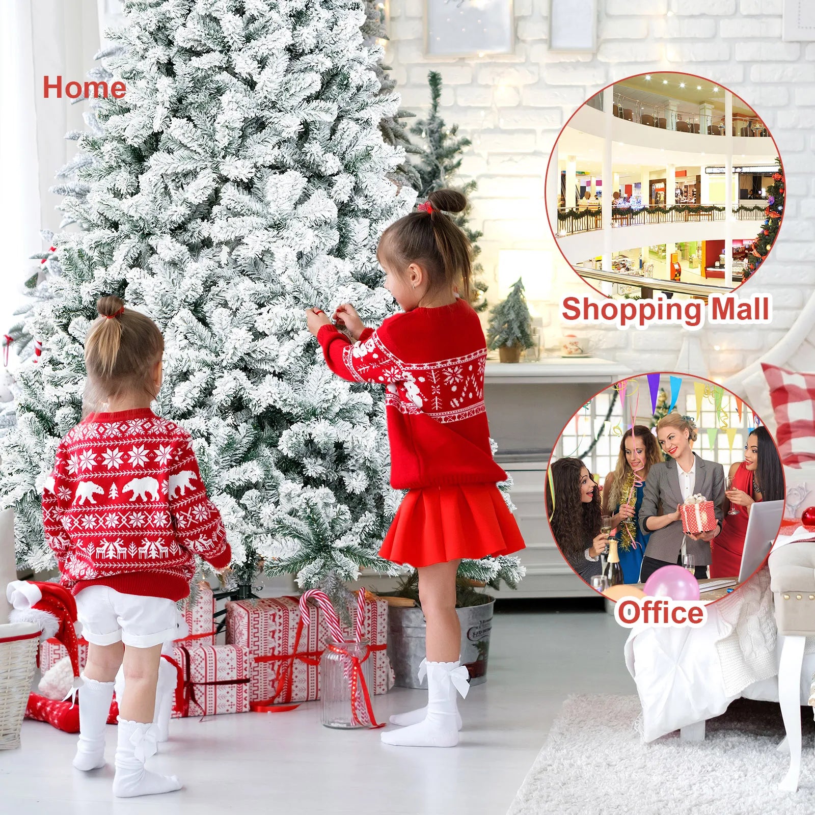 9-Foot Premium Unlit Snow Flocked Artificial Christmas Tree