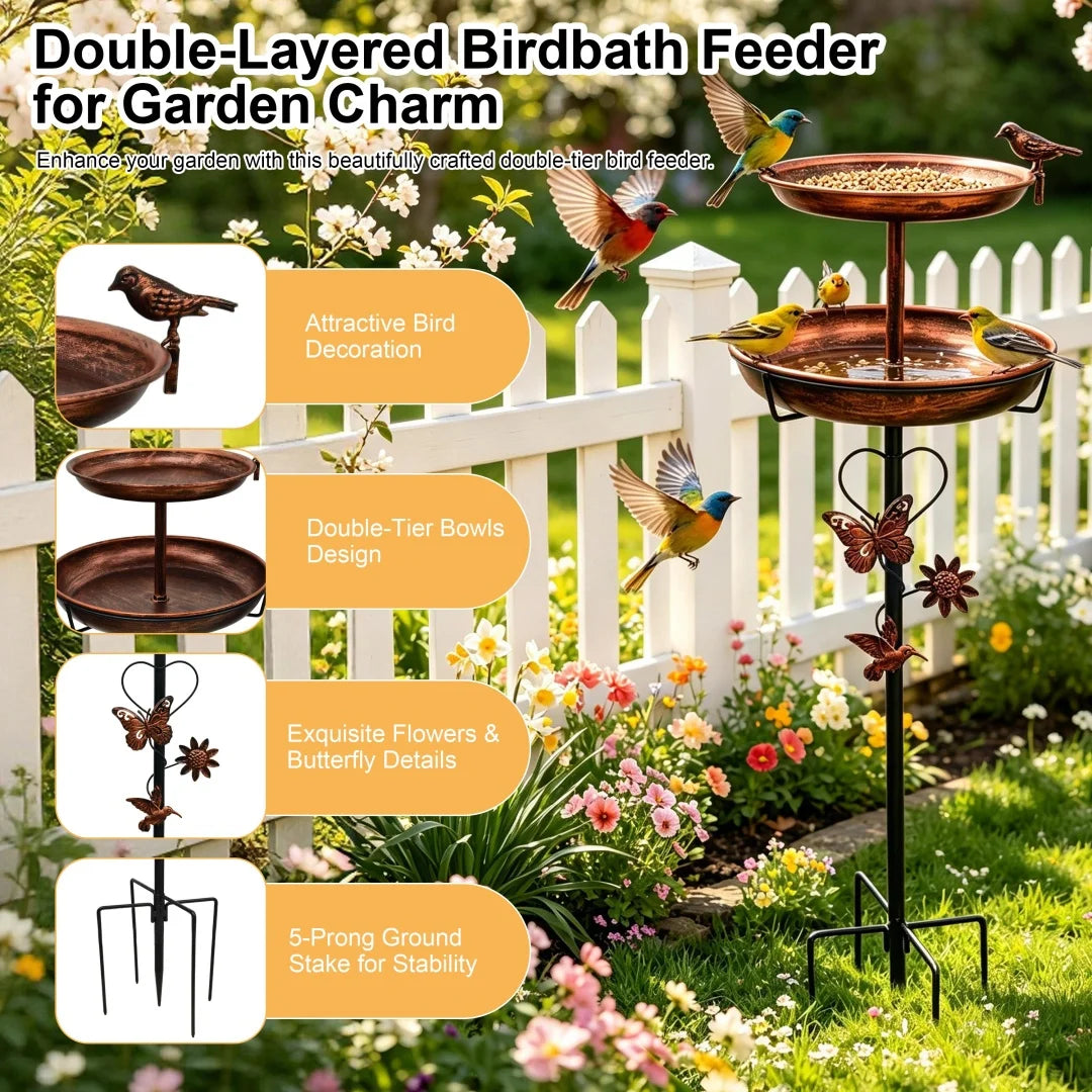 Double-Layer Bird Bath and Feeder