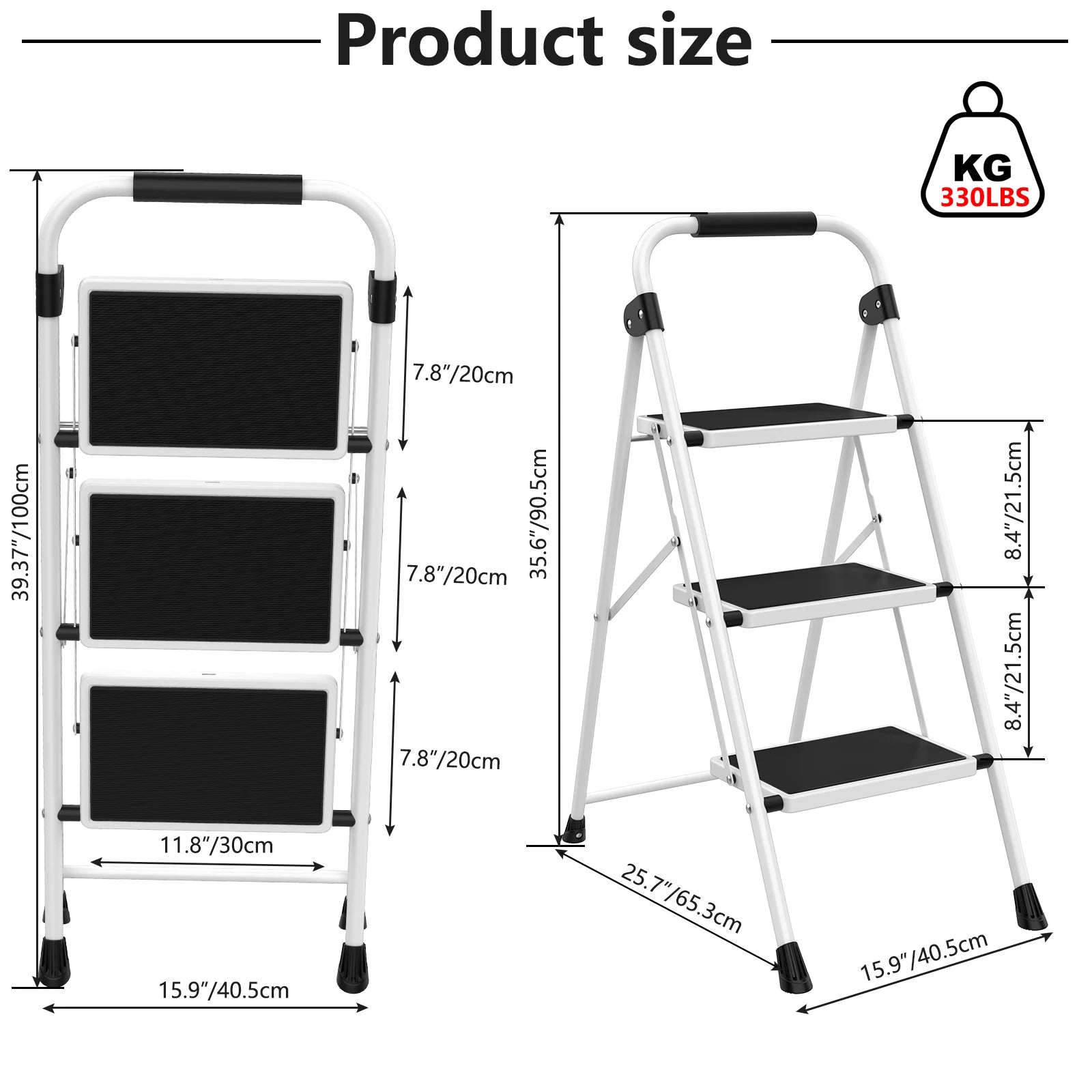 JHK Folding 3-Step Step Stool