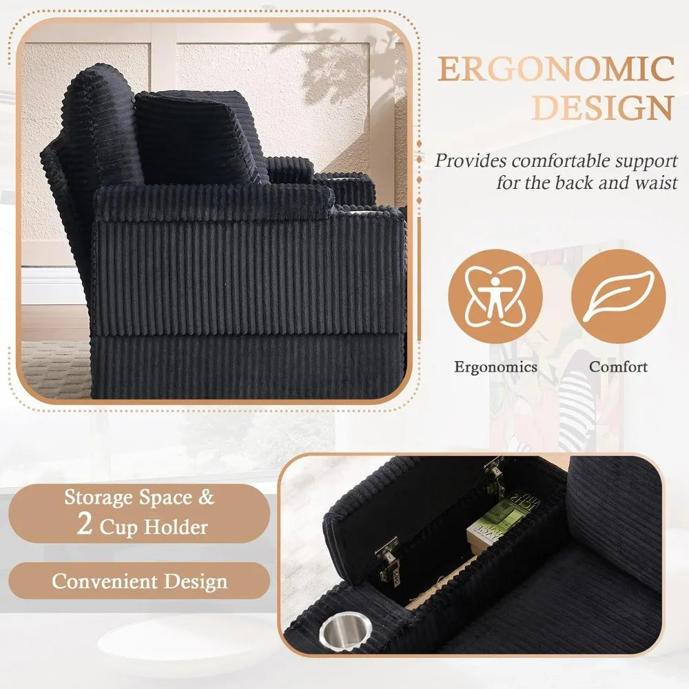 42.12" Oversized Indoor Chaise Lounge Chair with Ottoman