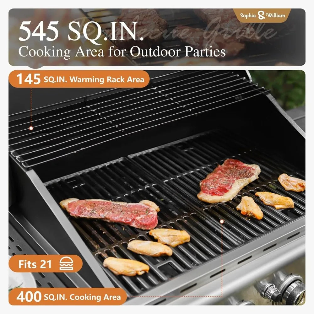 4-Burner Propane Gas Grill with Side Burner