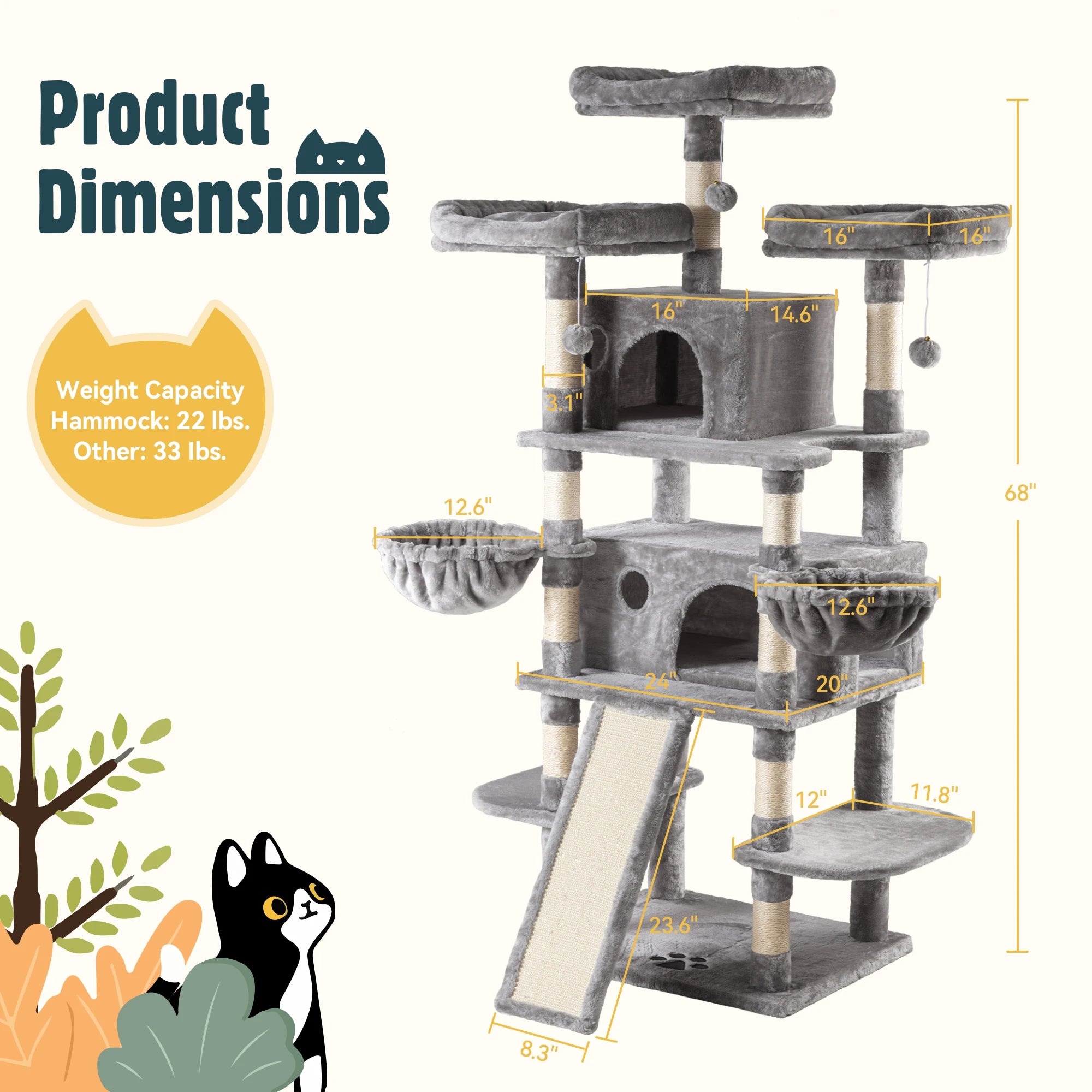 68-Inch Multi-Level Cat Tree