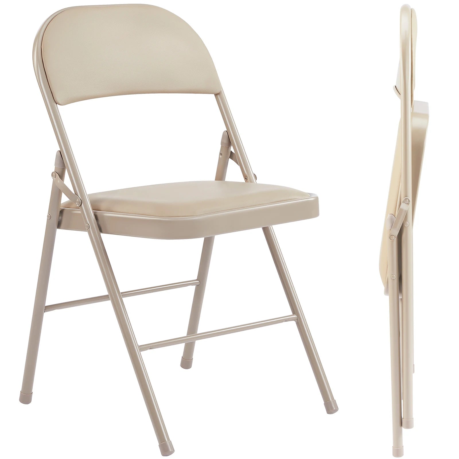 JHK 2-Pack of PU Leather Padded Folding Chairs