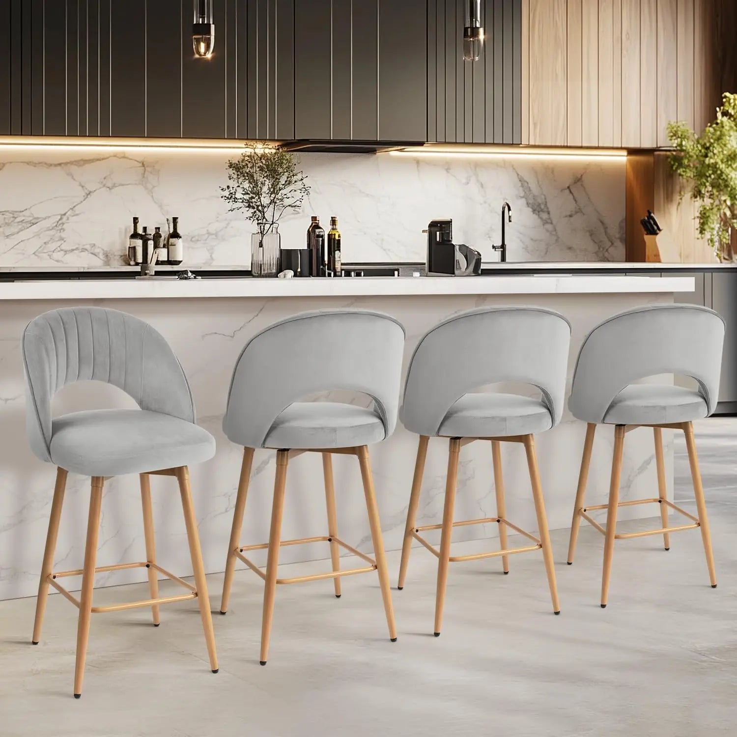 Counter Height Set of 4 Swivel Bar Stools