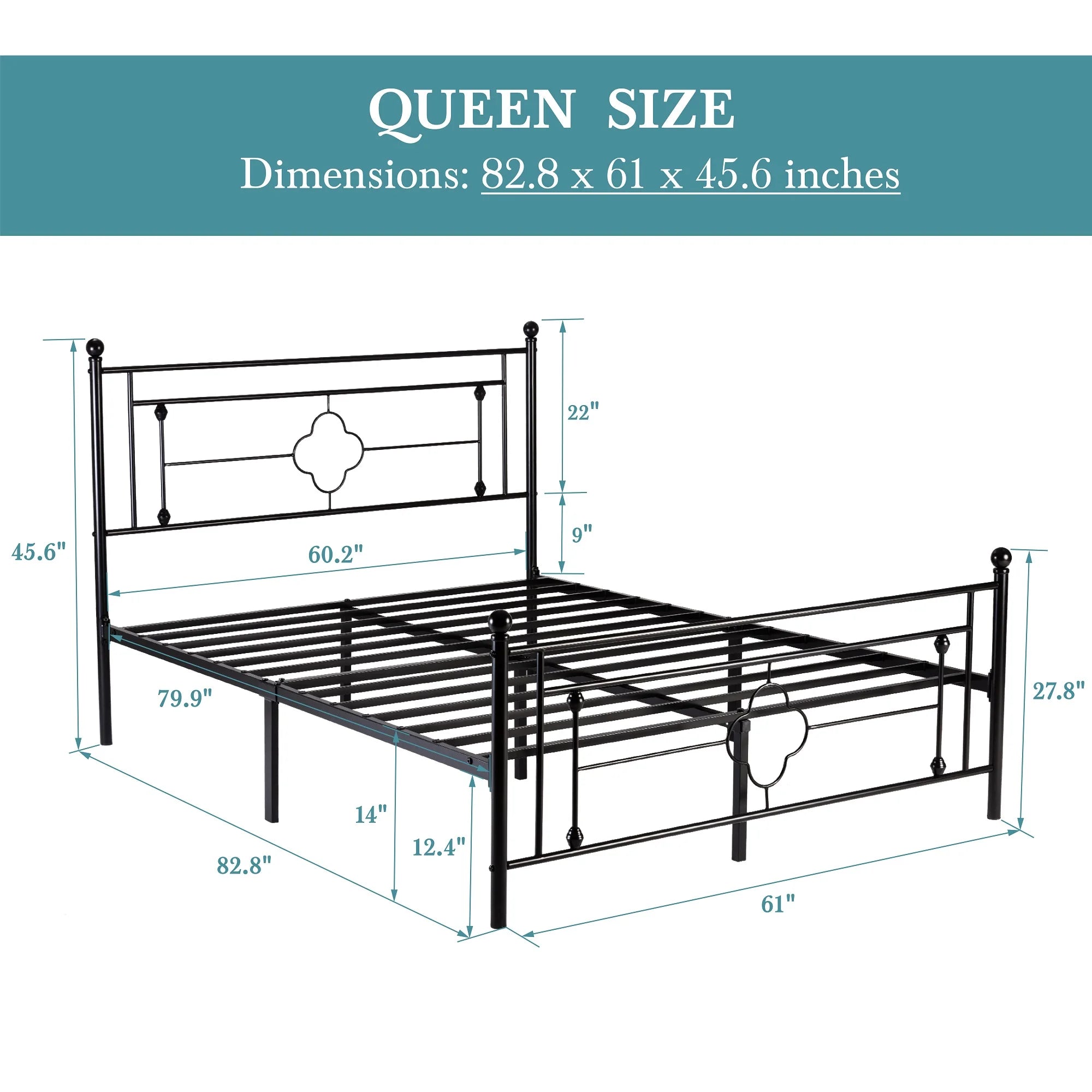 Metal Vintage Victorian Style Headboard and Footboard