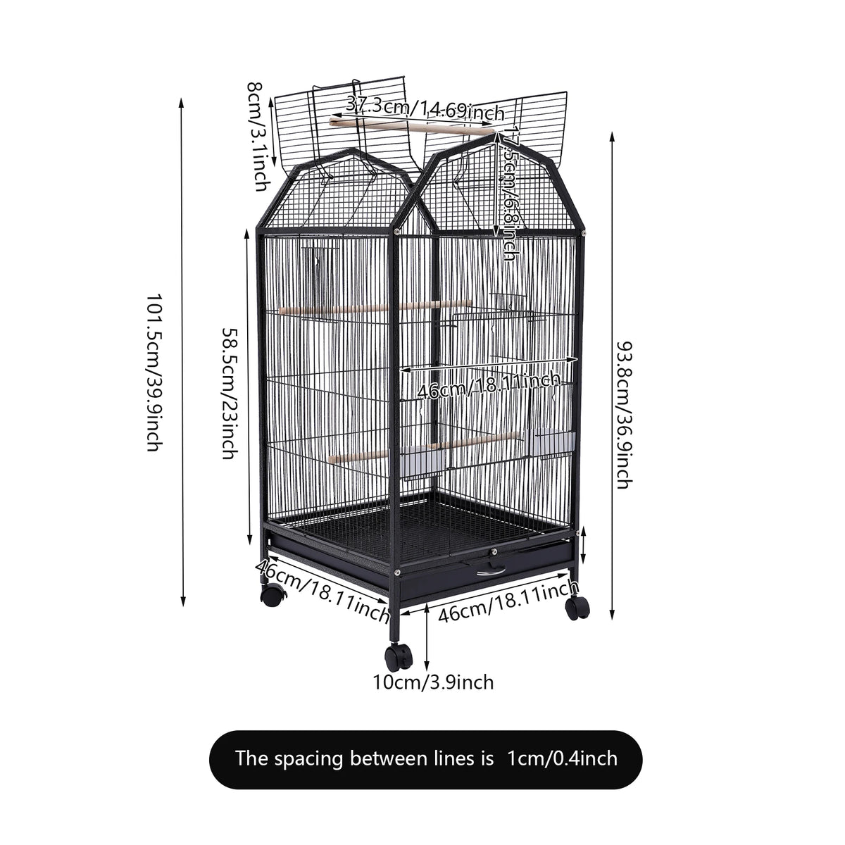 Large Bird Cage with 360 Degree View Skylight