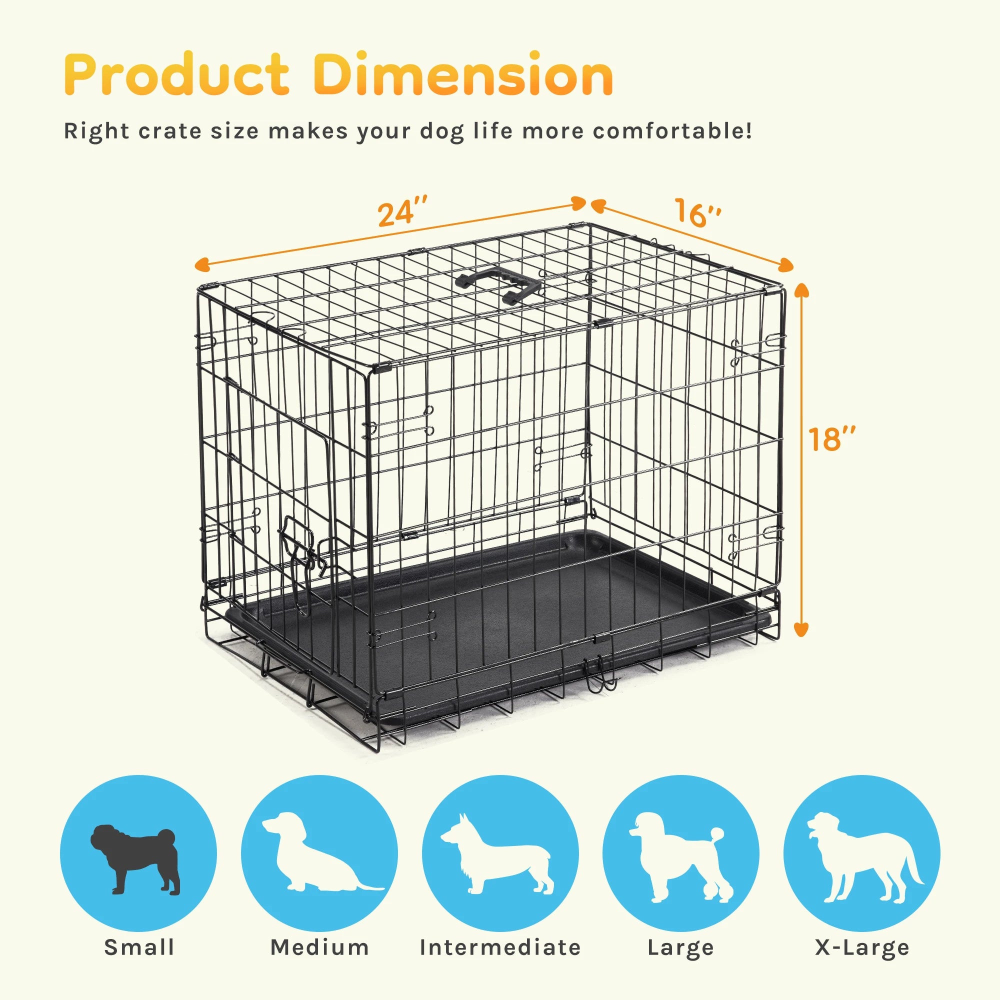 JHK 30 Inch Foldable Metal Pet Kennel