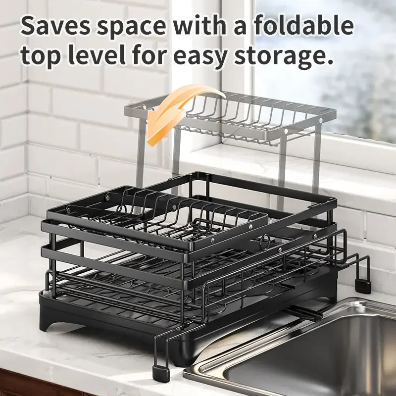 Foldable Two-Level Over Sink Dish Drying Rack
