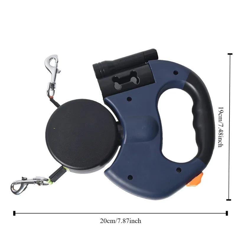 Automatic Retractable Two-End Pet Leash with Flashlight