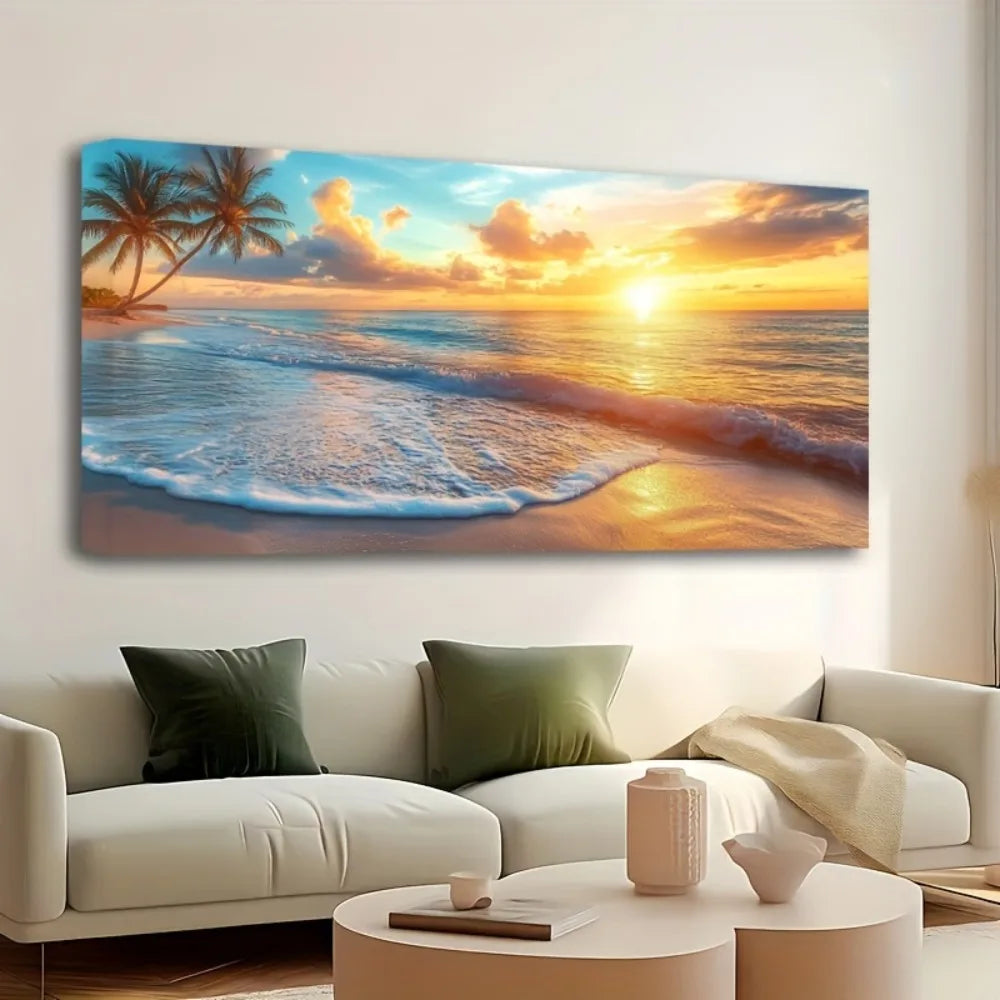 Natural Scenery With Ocean Sunset Wall Art
