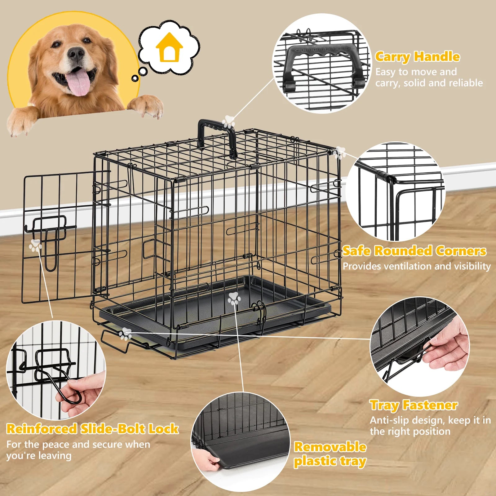 JHK 18 Inch Foldable Metal Pet Kennel