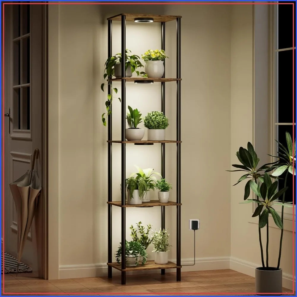 66 Inch 5-Tiered Plant Stand with Grow Lights