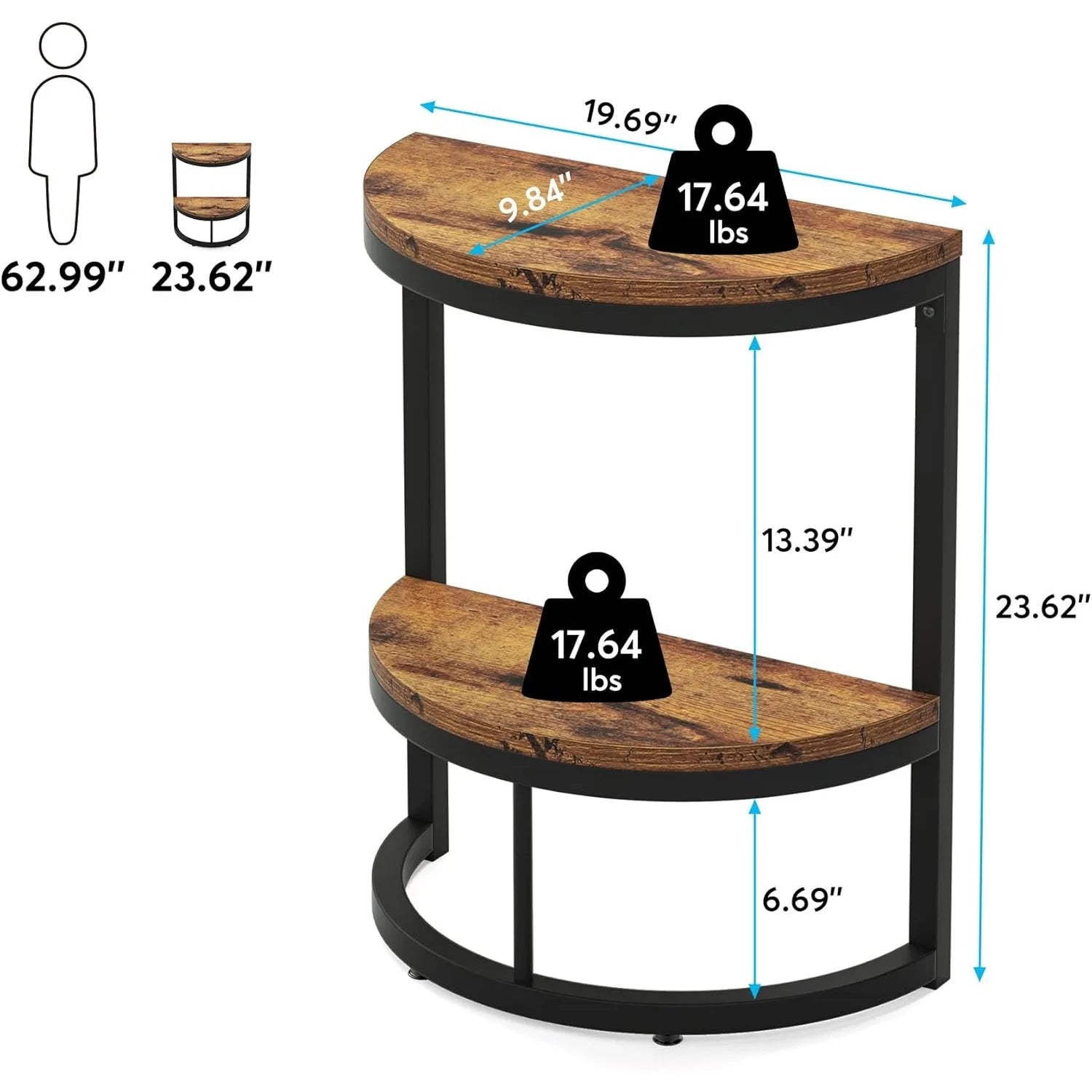 2-Tier Semi-Circle End Table
