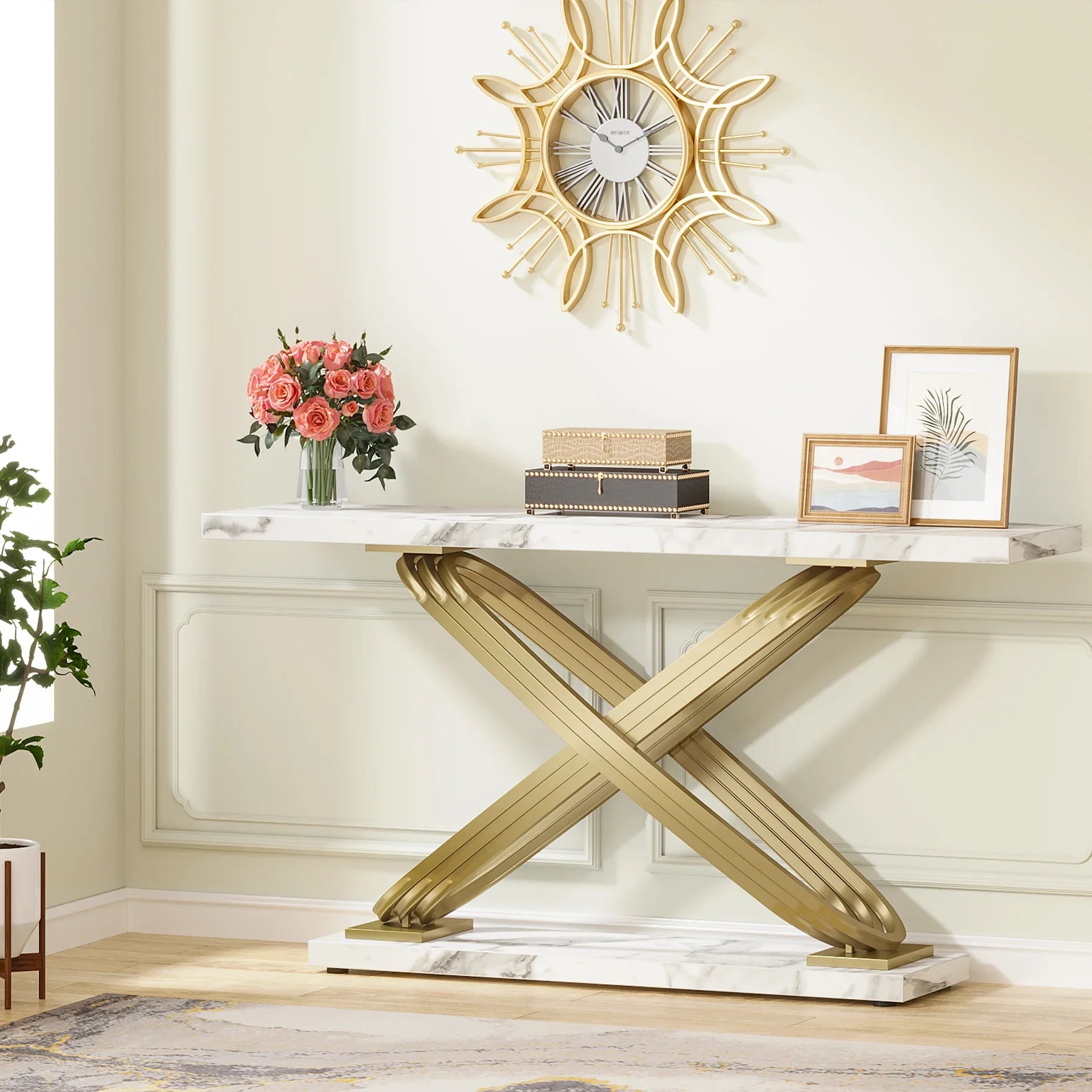 Tribesigns 55 Inch Modern Faux Marble Console Table