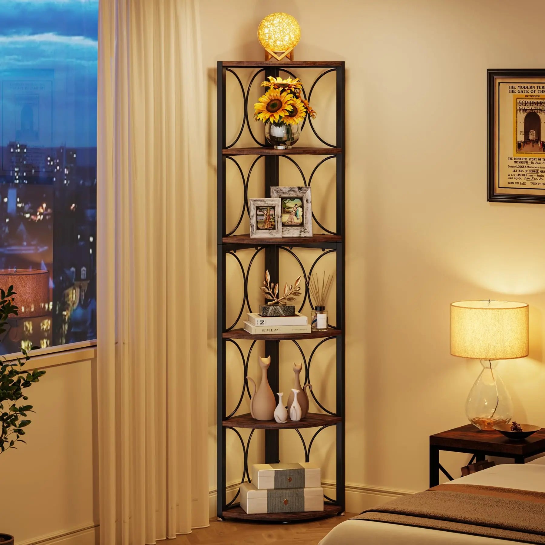 Tribesigns 67 inch Tall Corner Shel with 6-Tiers