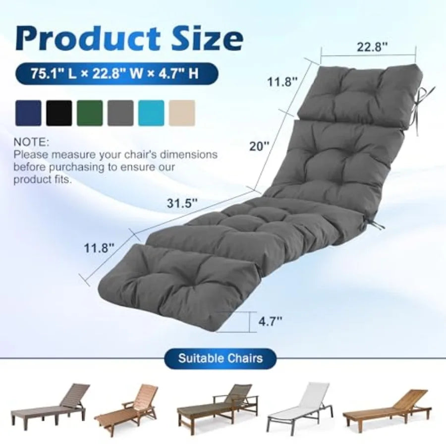 Outdoor Waterproof Chaise Lounge Cushions
