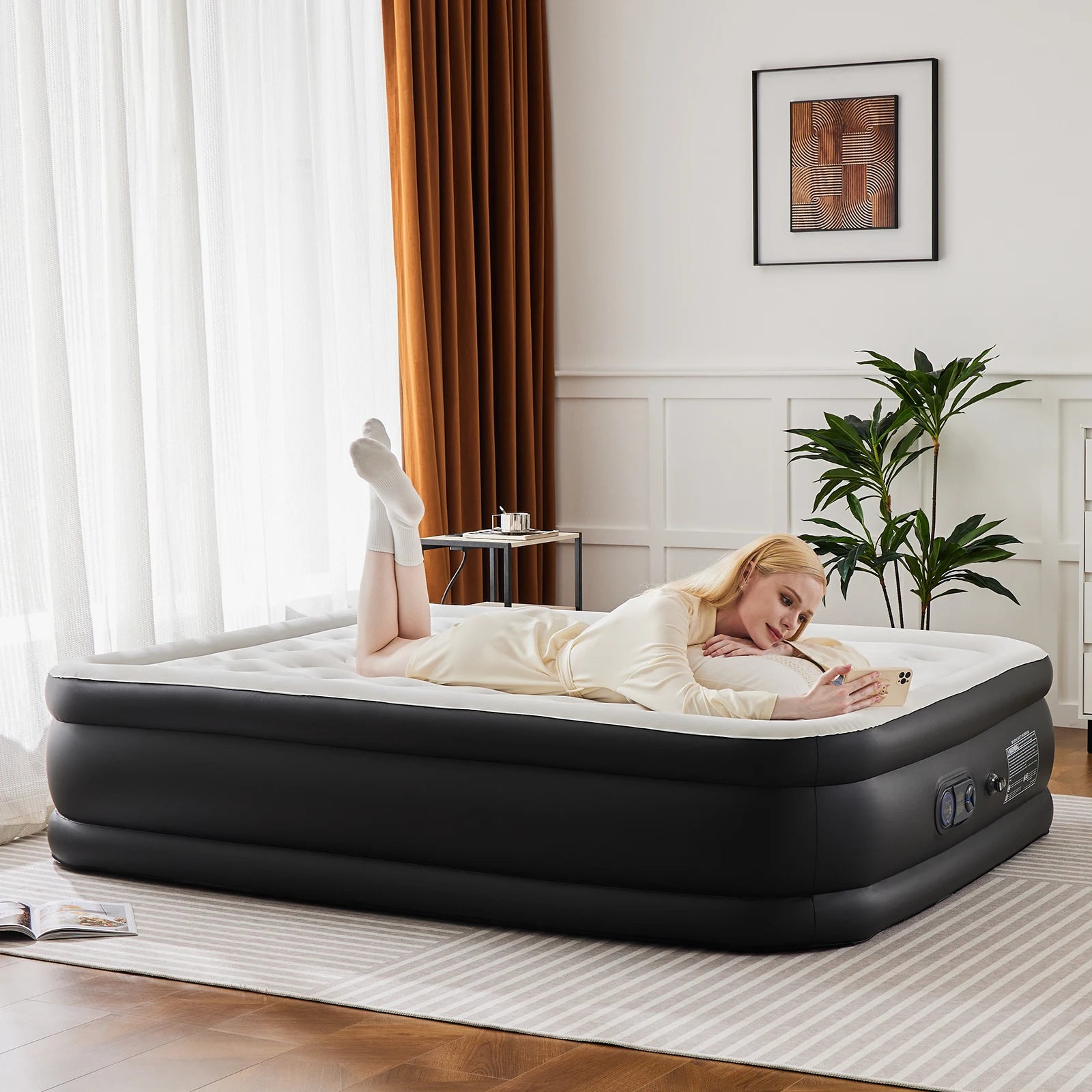 JHK Blow Up Double Height Air Mattress