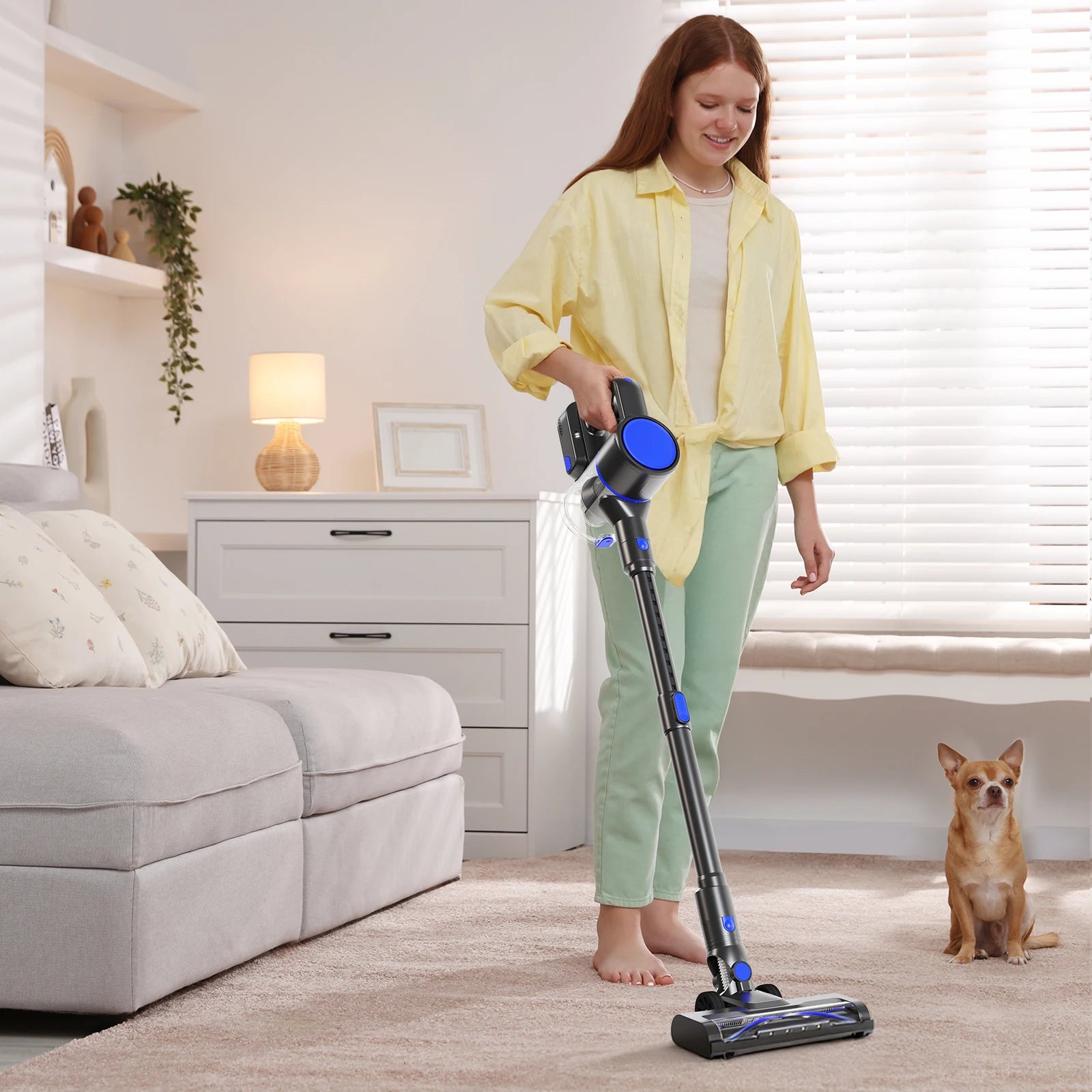 JHK Lightweight Cordless Vacuum Cleaner with Flexible Extendable Pole