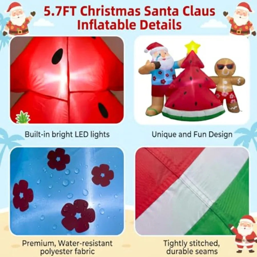 5.7 Foot Outdoor Christmas in July Santa Inflatable Decoration