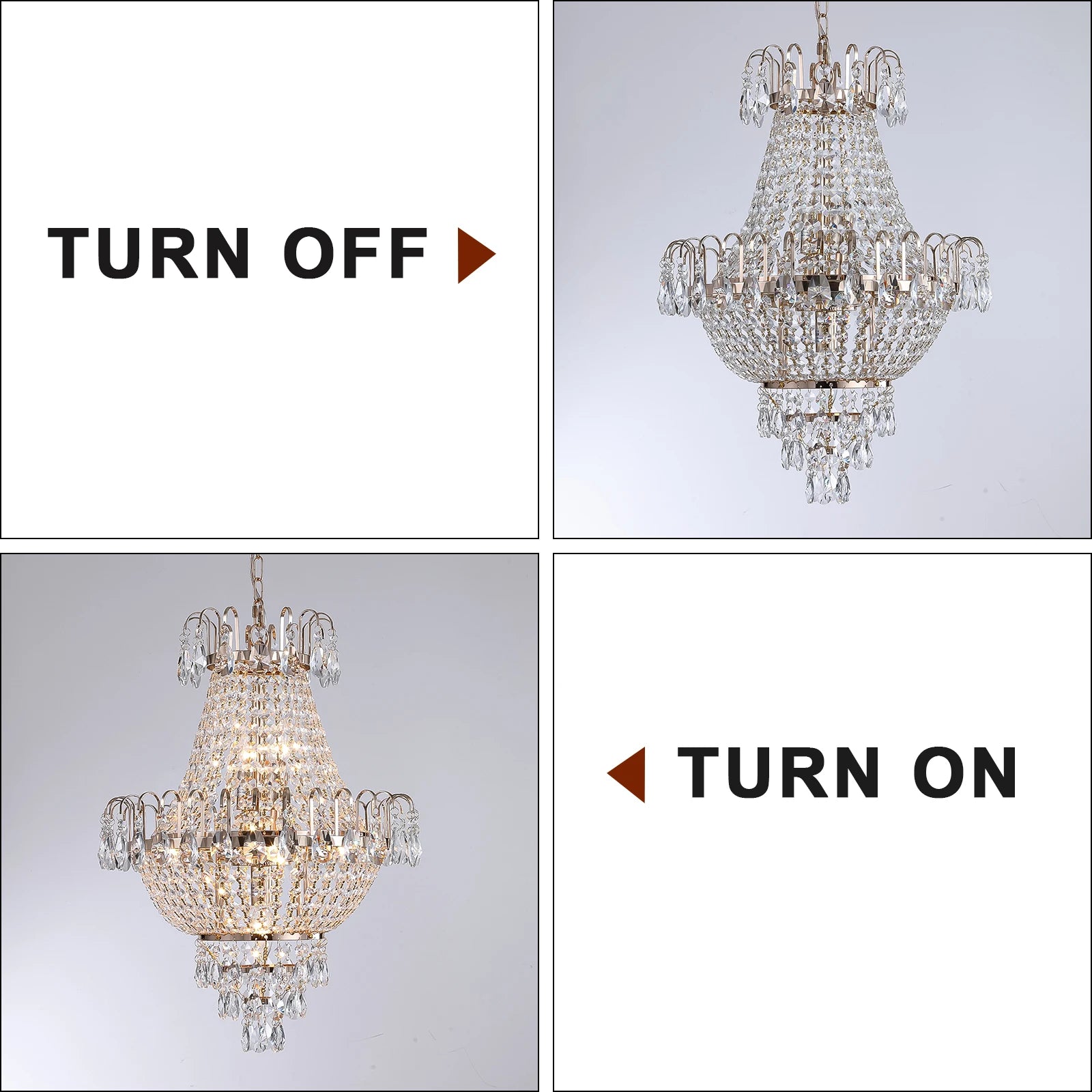 ARLGSITE Luxury Gold Crystal Chandelier