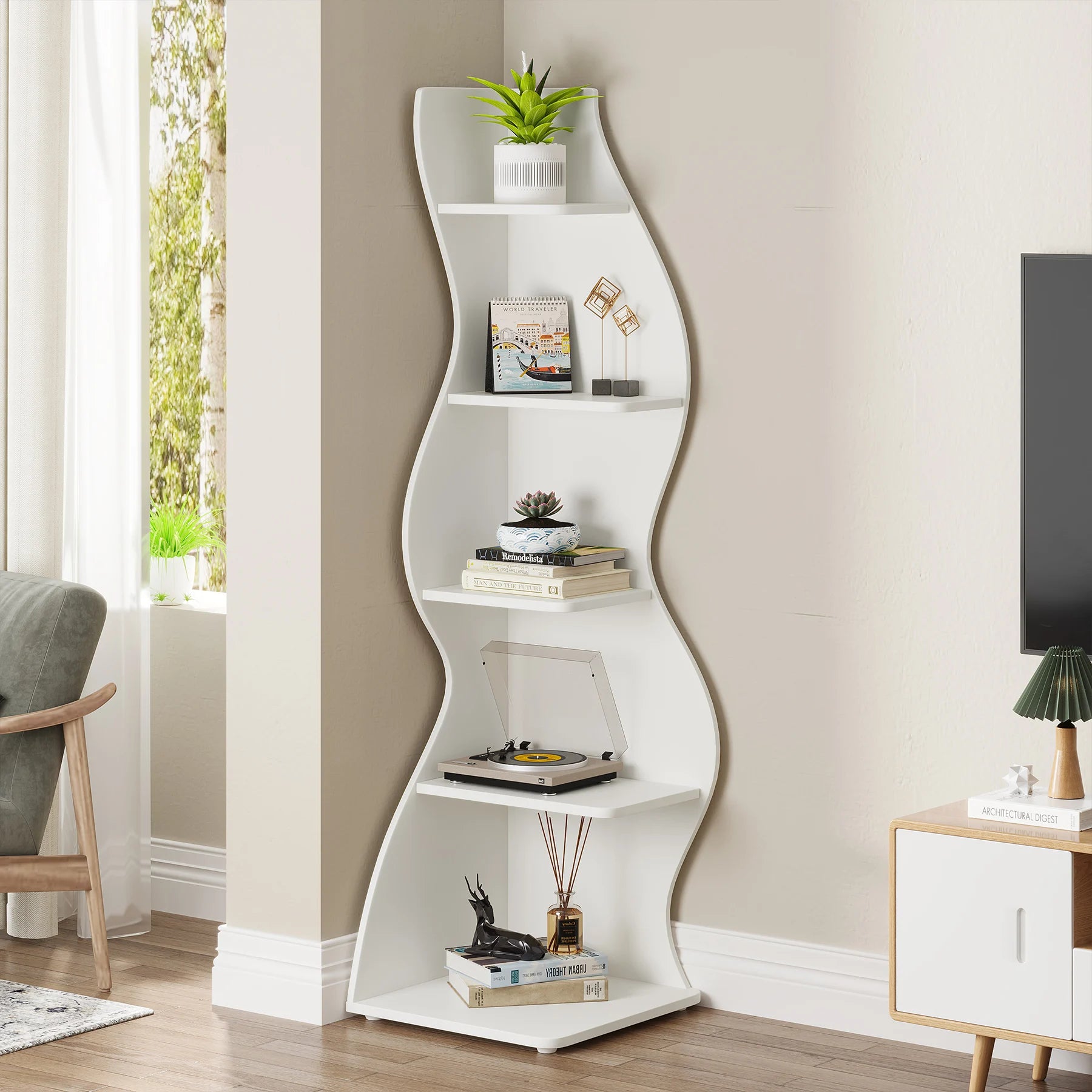 Tribesigns Modern 5-Tier Corner Shelf