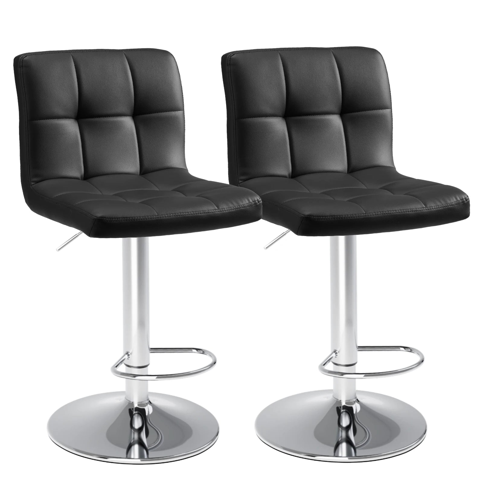 JHK PU Counter Height Leather Bar Stools Set of 2