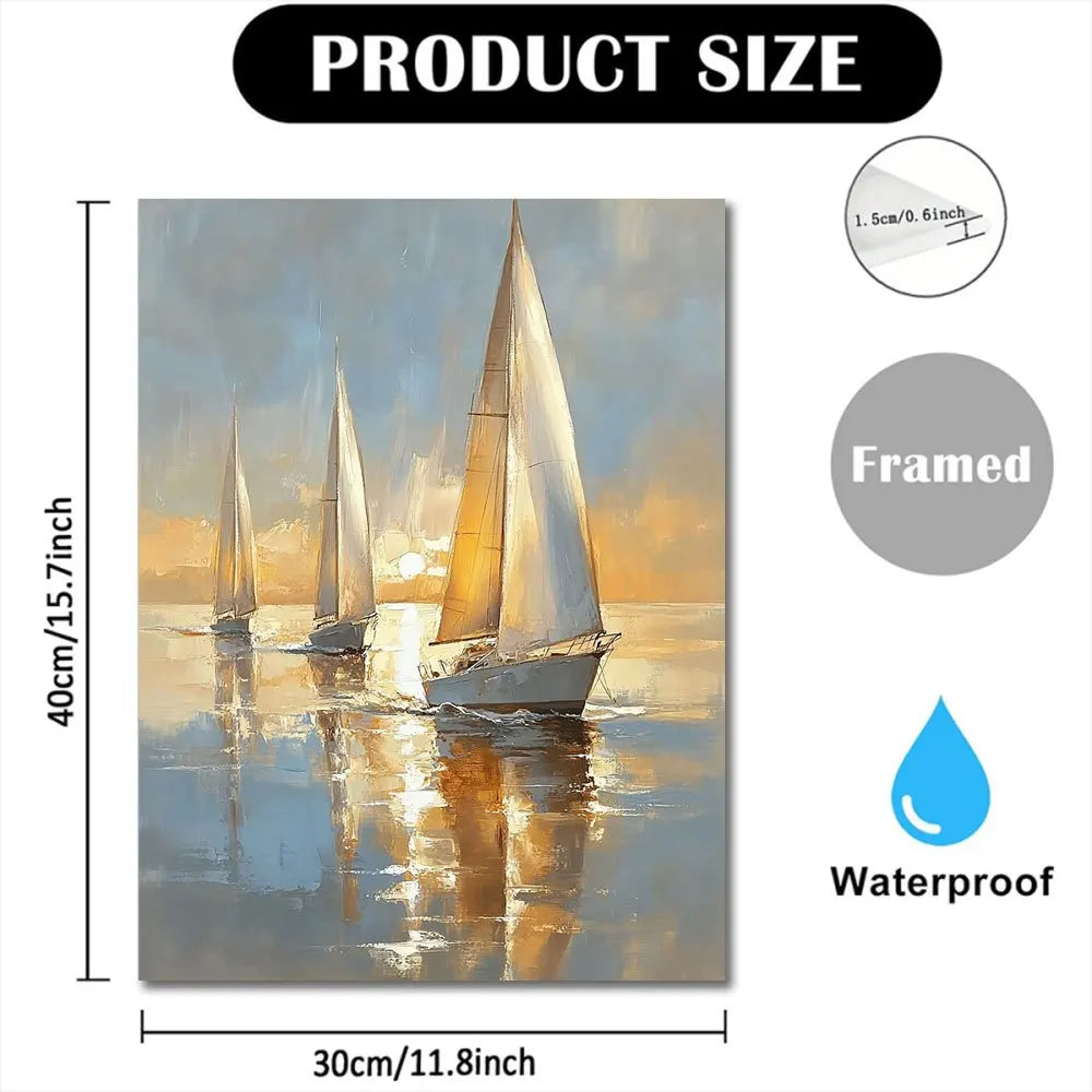 Charming Soft Pastel Sailing Boat at Sea Wall Art